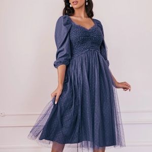 JessaKae Blue Tulle Midi Dress